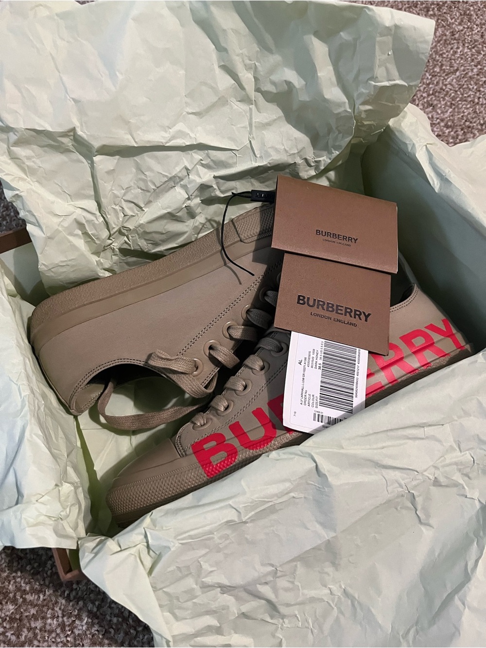 Burberry Low Top Sneakers with Red Logo